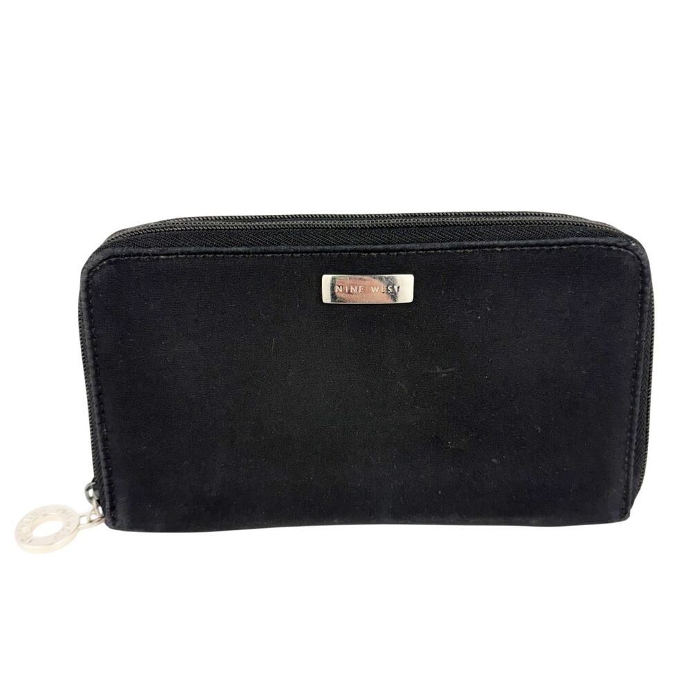 Vintage Nine West Fabric Two Zip‎ Compact 23+ Pocket Wallet Check Book Pocket